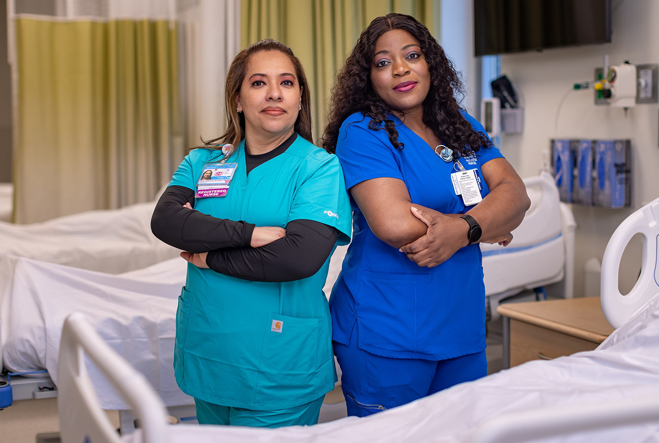 Photo of two women, nursing students