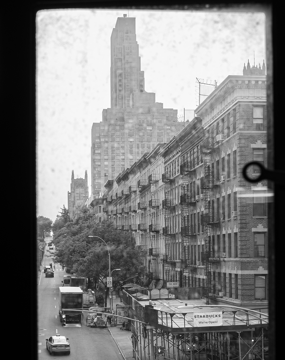 Photo of black and white image of New York building