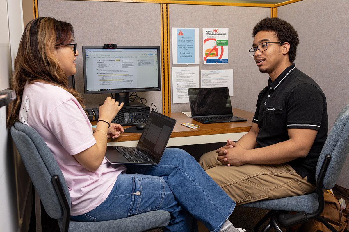 Photo of a student and a tutor during tutoring session