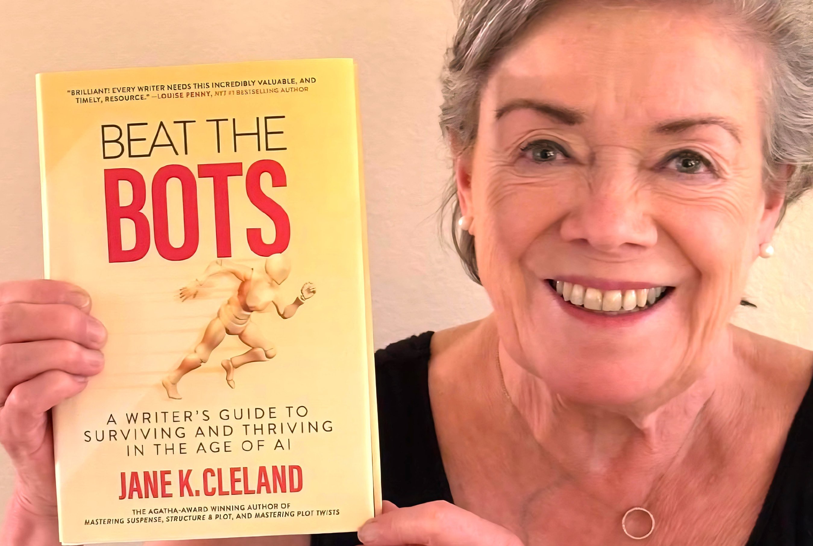 Author with book cover