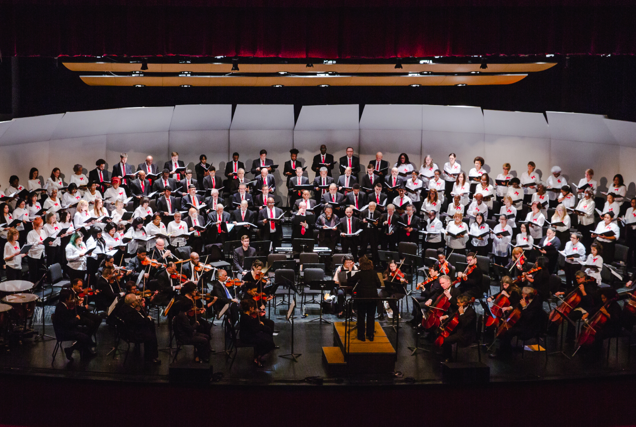 A performance of a symphony and choir.