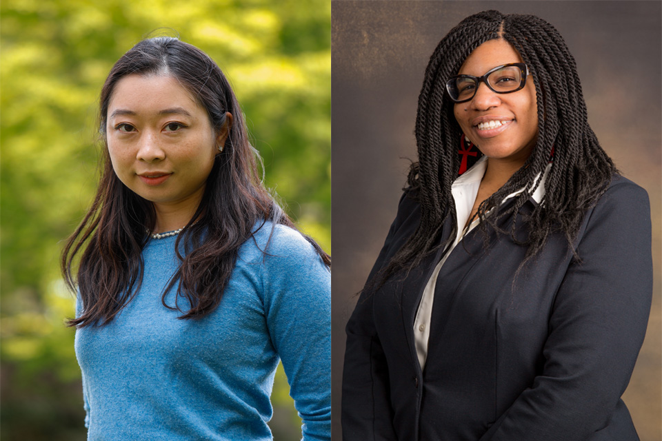 Olivia Moy (left) and outgoing Lehman professor Mary Phillips