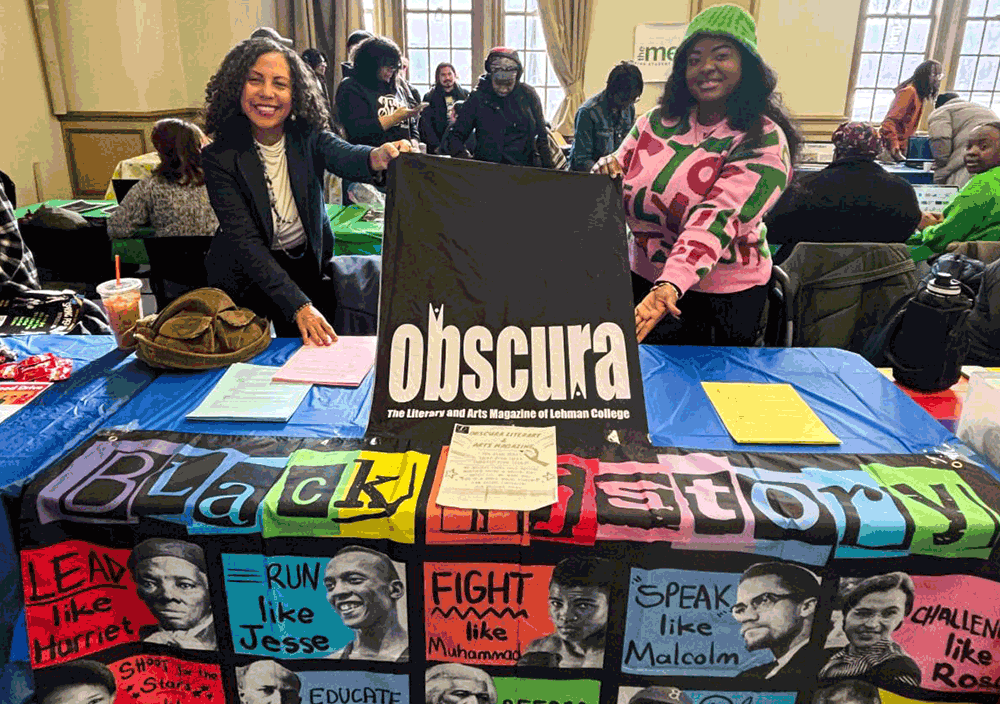 Lehman's Obscura literary magazine celebrated Black History Month at this week's Club Fair. (Photo by Mildred Perez)