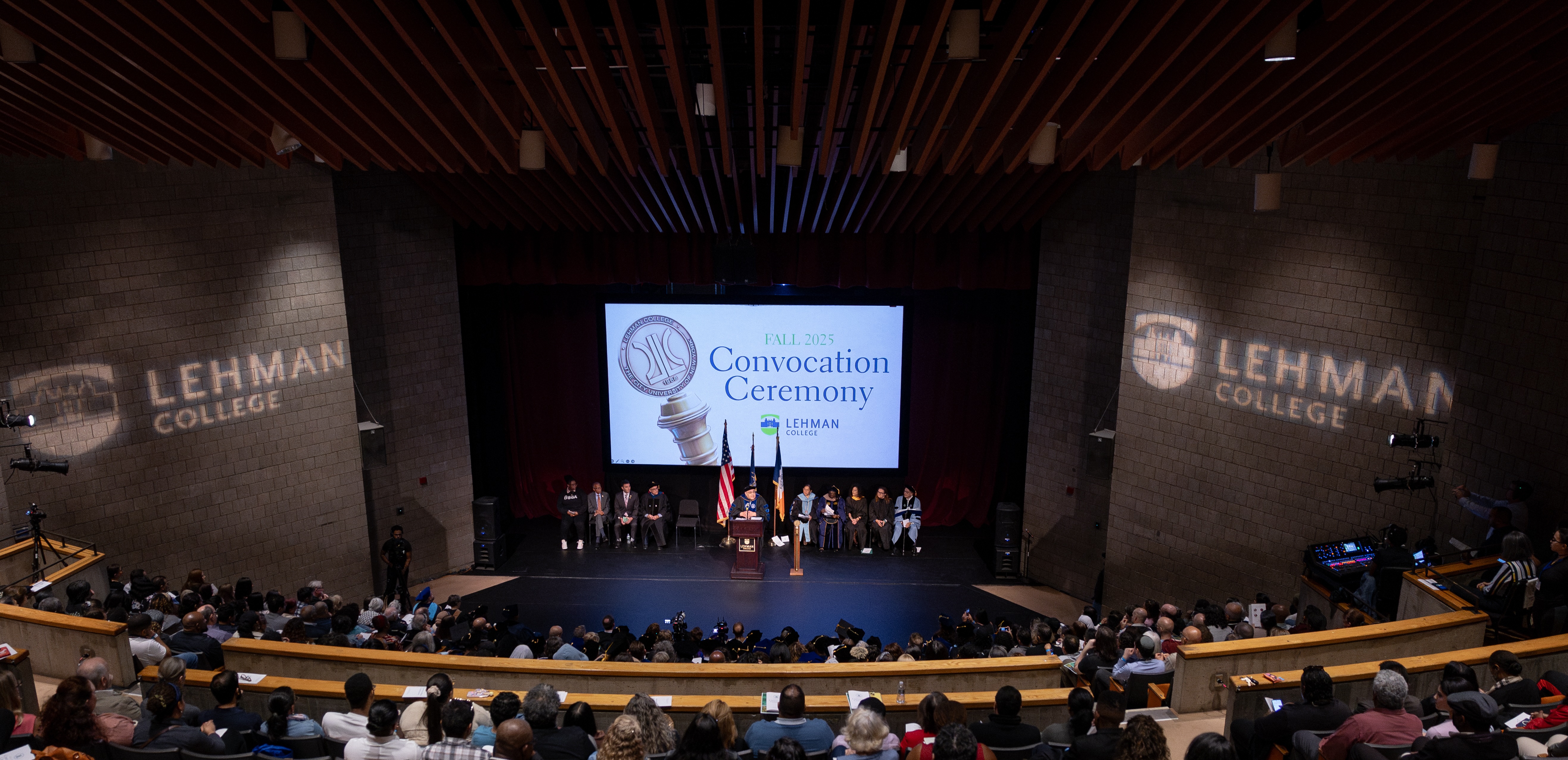The college community attends Convocation in the Lovinger Theatre.