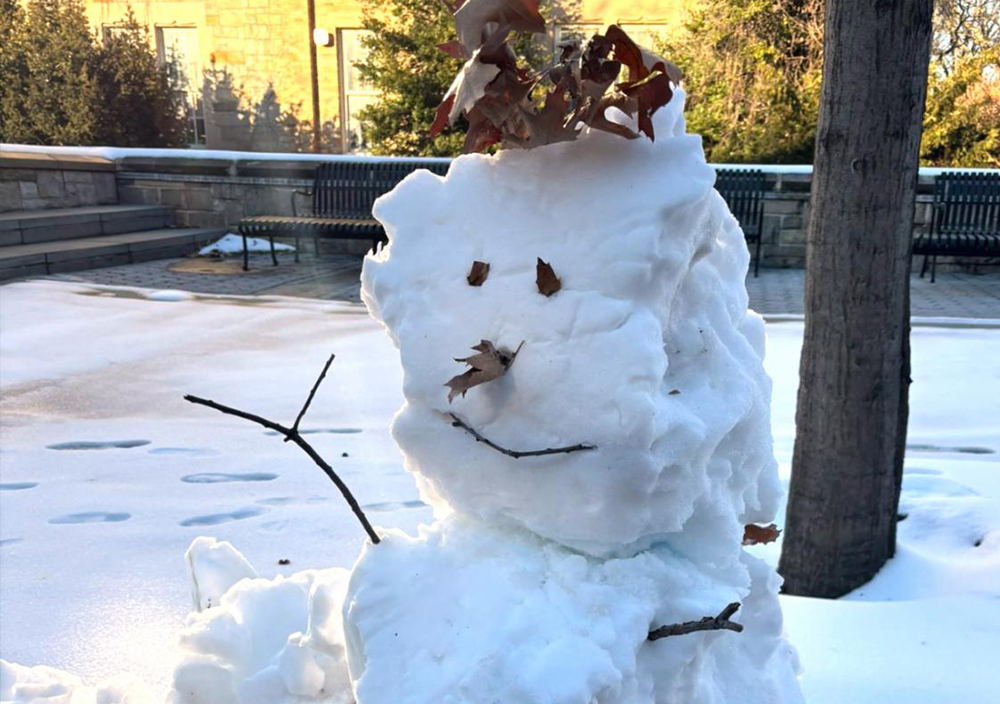 A smiling snowman made a surprise appearance near Gillet Hall. Is this the winter wonderland we've been waiting for? 
(Photo by Jacob Ortiz)