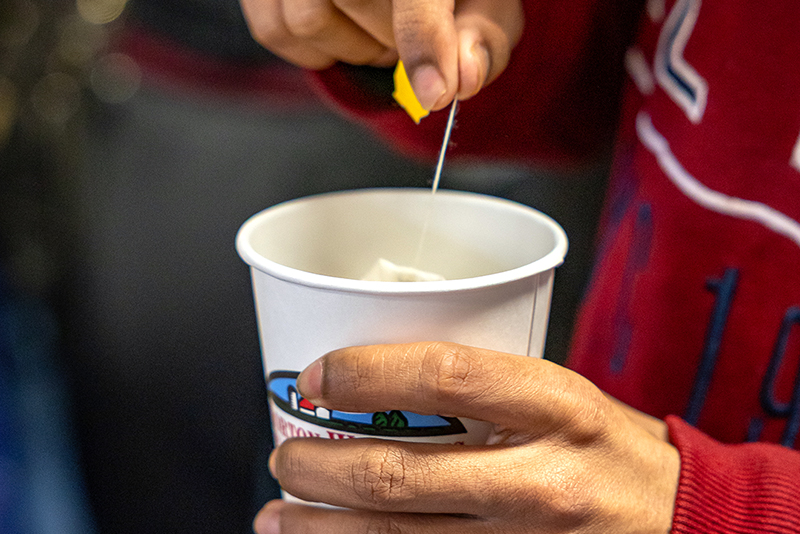 In Campus Life Drinking Tea From Paper Cup