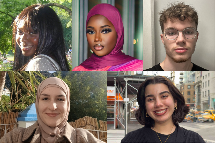 2025 Gilman Scholars, clockwise from left: Abreya Porter, Aminatu Ibrahim, Malachy McLaughlin, Melissa  Peña, and  Bailey Reeves