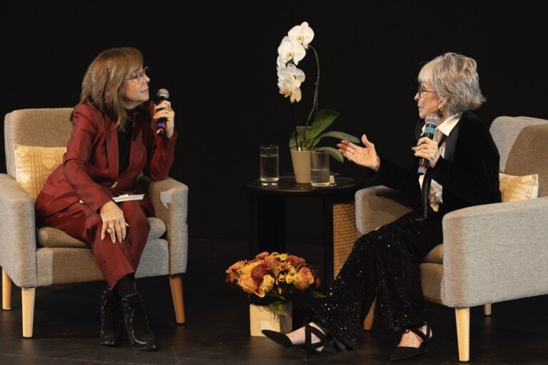 Cordelia Gonzalez interviews Rita Moreno on stage. Photo: HITN.