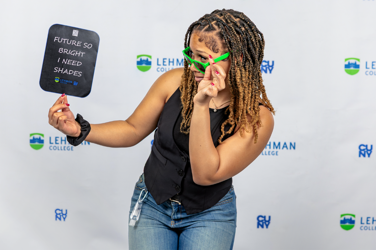Woman in shades at Accepted Students Day Photobooth 2026