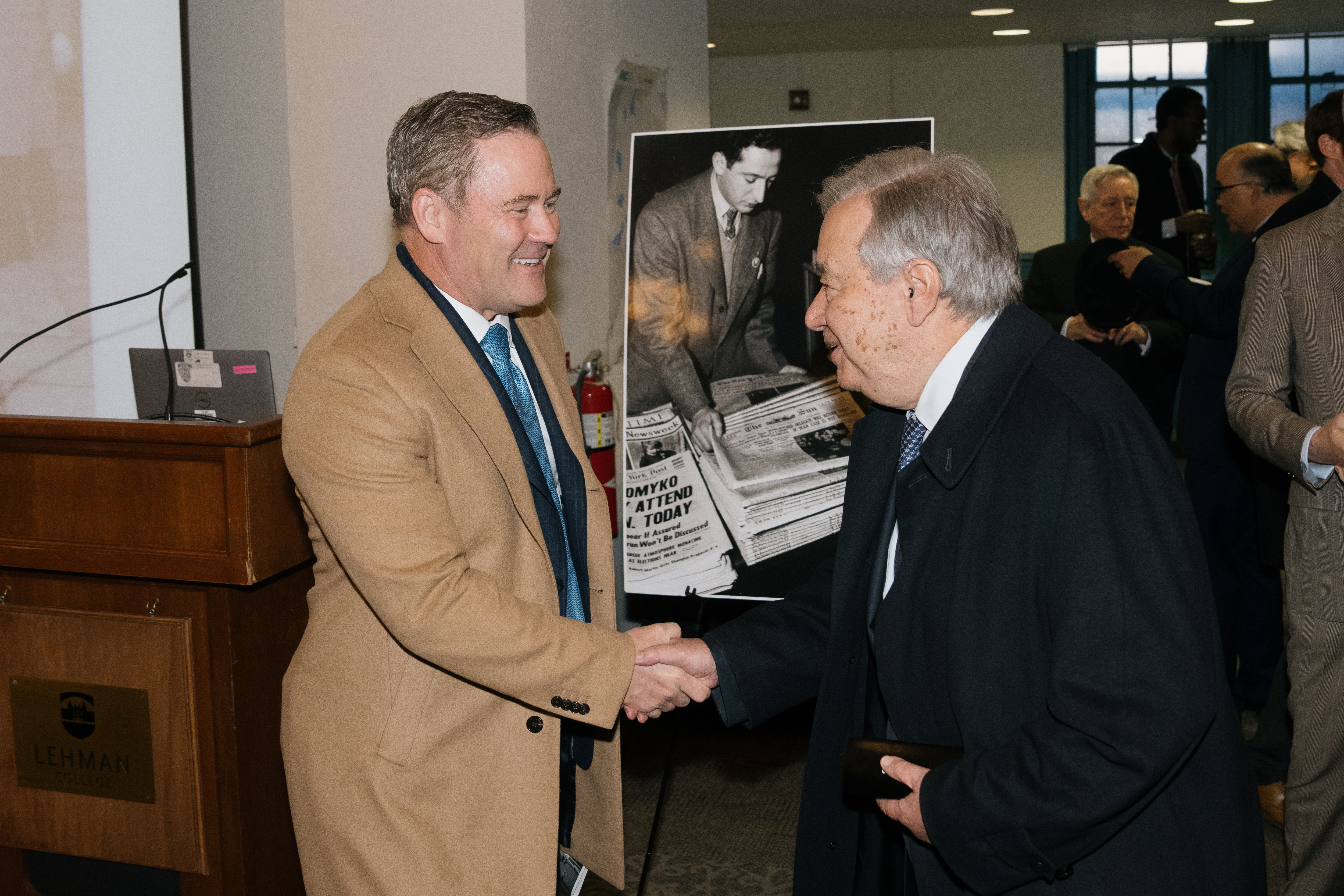 US Ambassador to the UN Michael Waltz shaking hands with Secretary General Antonio Guterres.