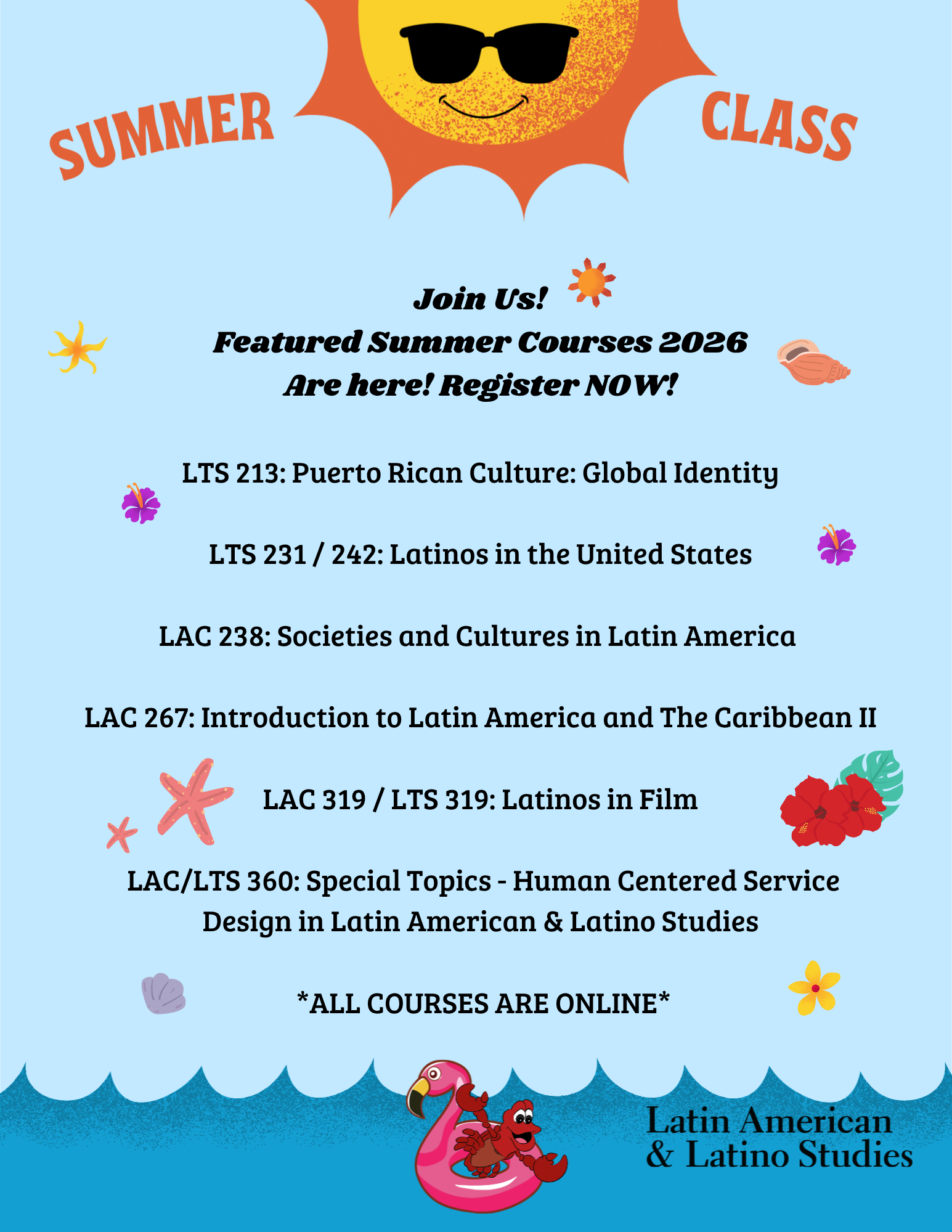 Summer Courses Semester 2026 *course offering flyer*