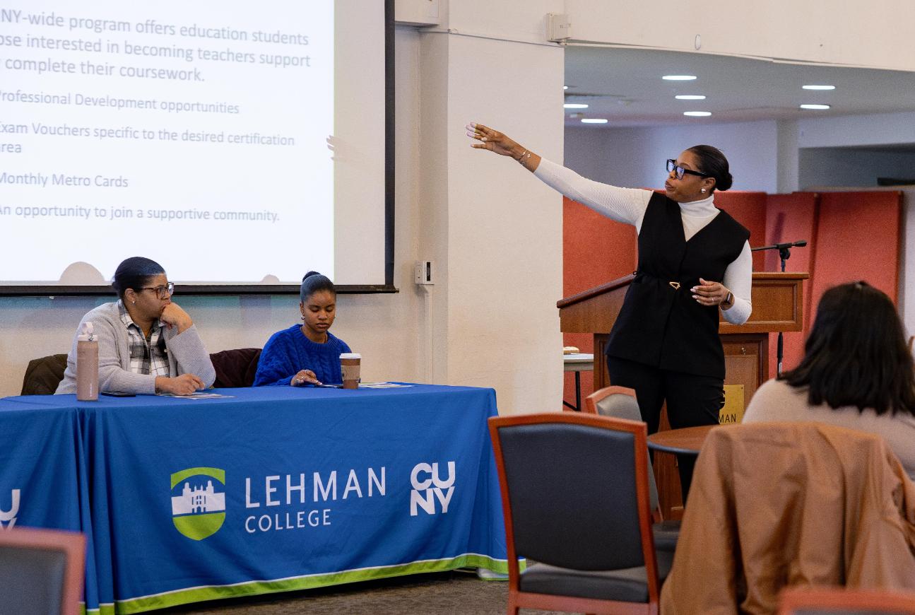 School of Education student giving presentation