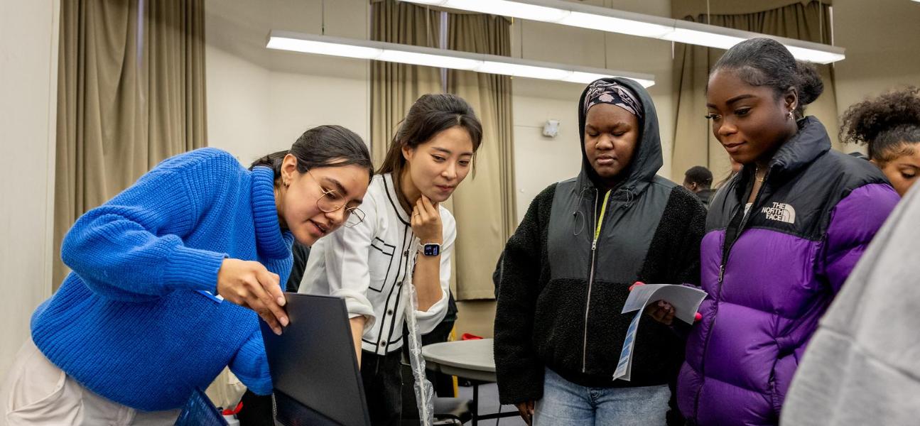 Student review research on a monitor