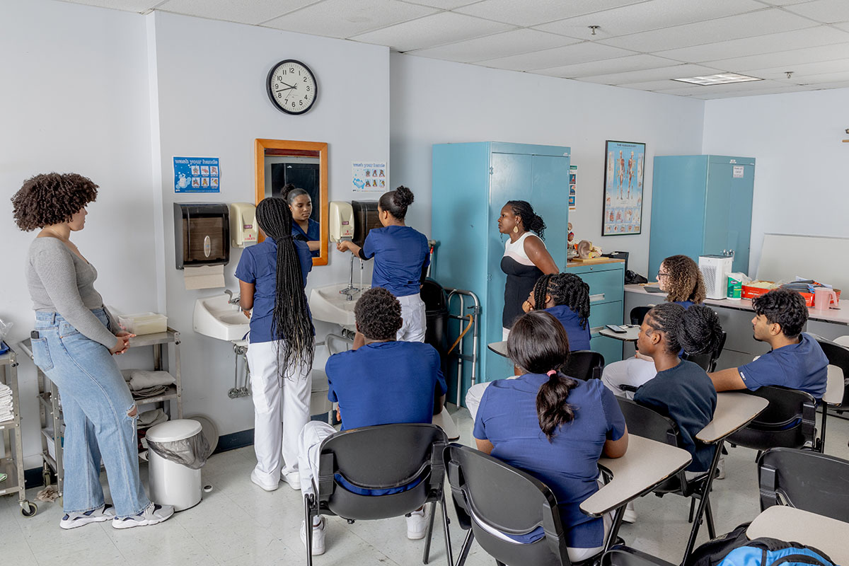 Group of students taking a workshop